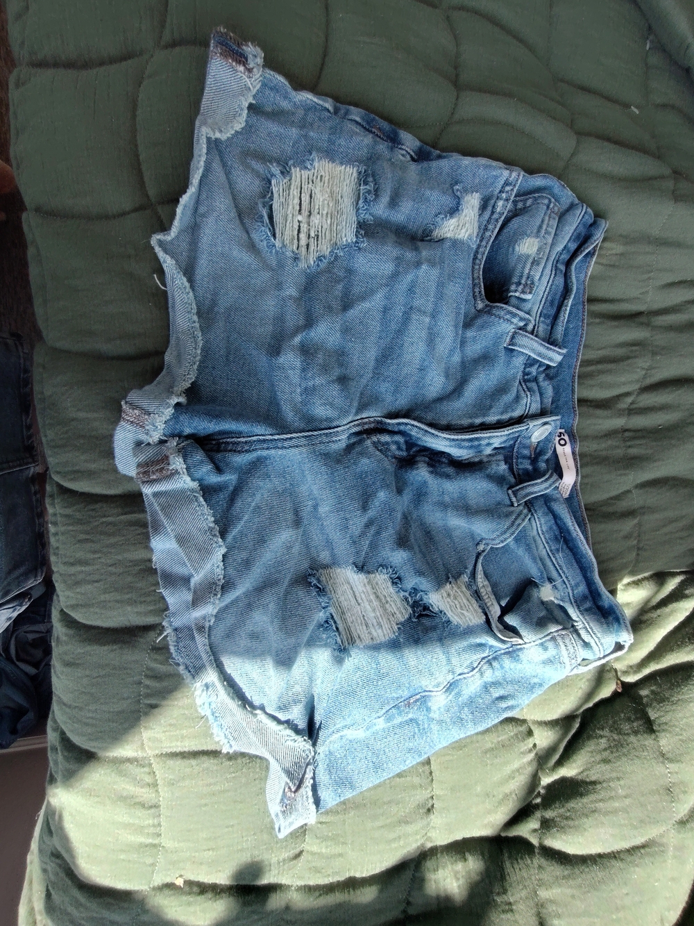 SO Light Blue Distressed Denim Shorts
